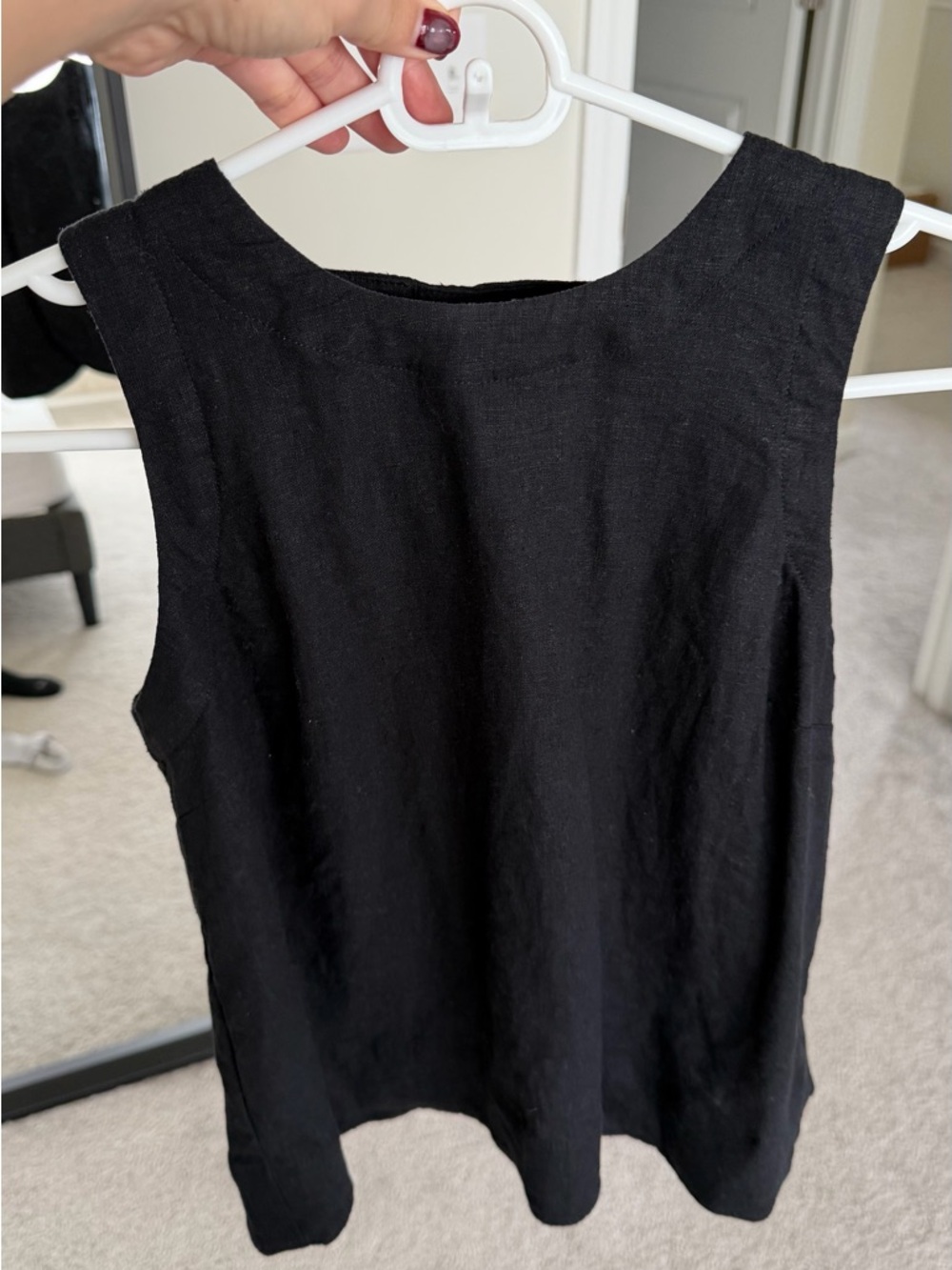 LOFT Black Linen Blend Sleeveless Tank Top